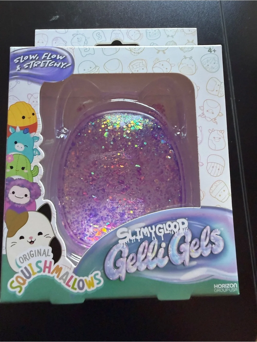 New Squishmallows Slimy Gloop Gelli Gels Purple Glitter Squishy Toy Stretchy 4+